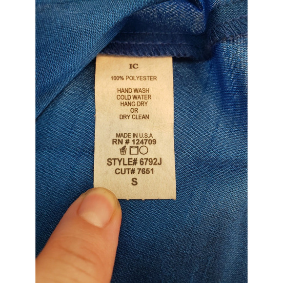 IC By Connie K Blue Collar Button Down Top Artsy Buttons Small Business Wear - Picture 10 of 10